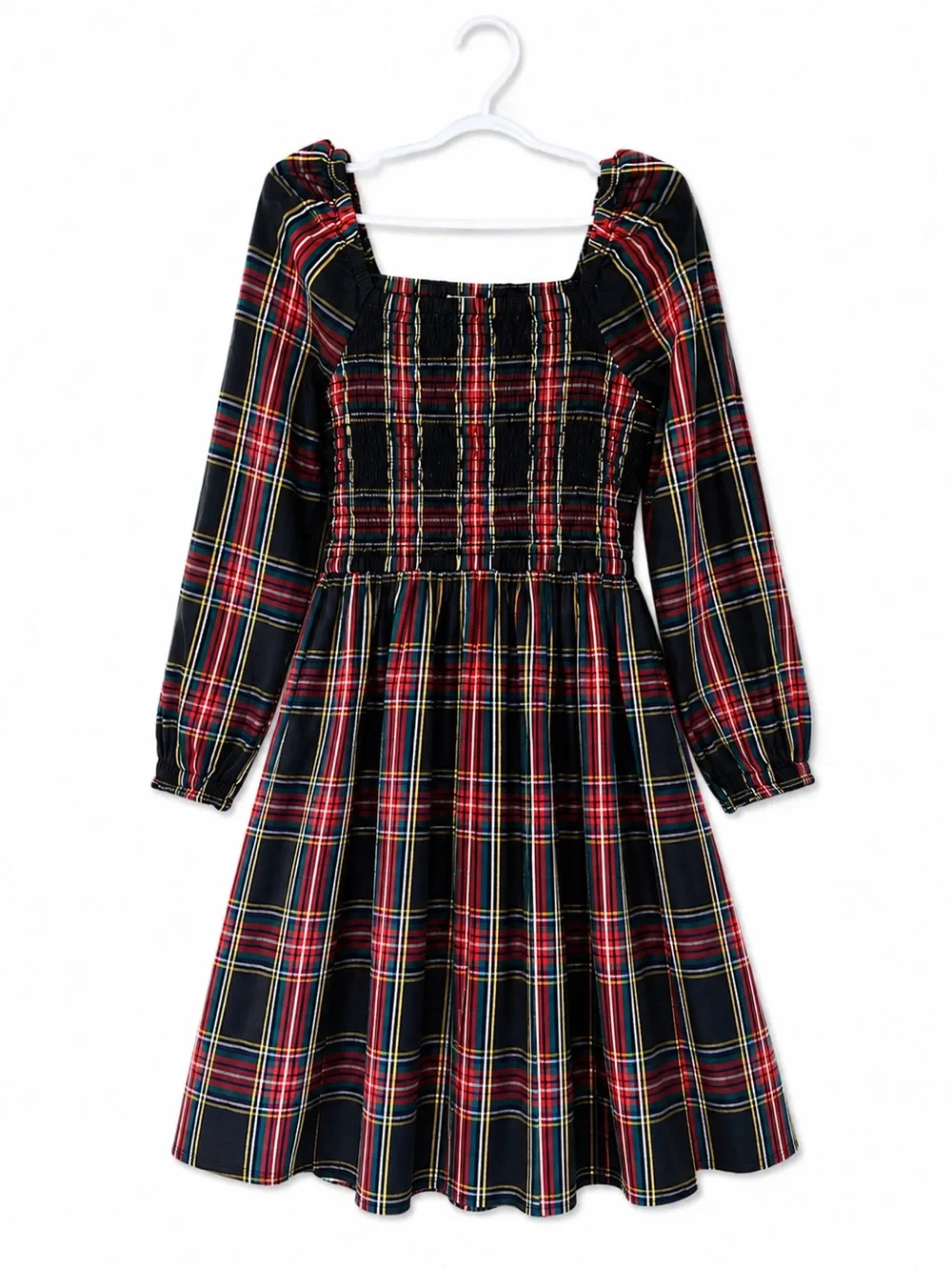Crewcuts Girls Plaid Smocked Holiday Dress Long Sleeve Size 10 Cotton